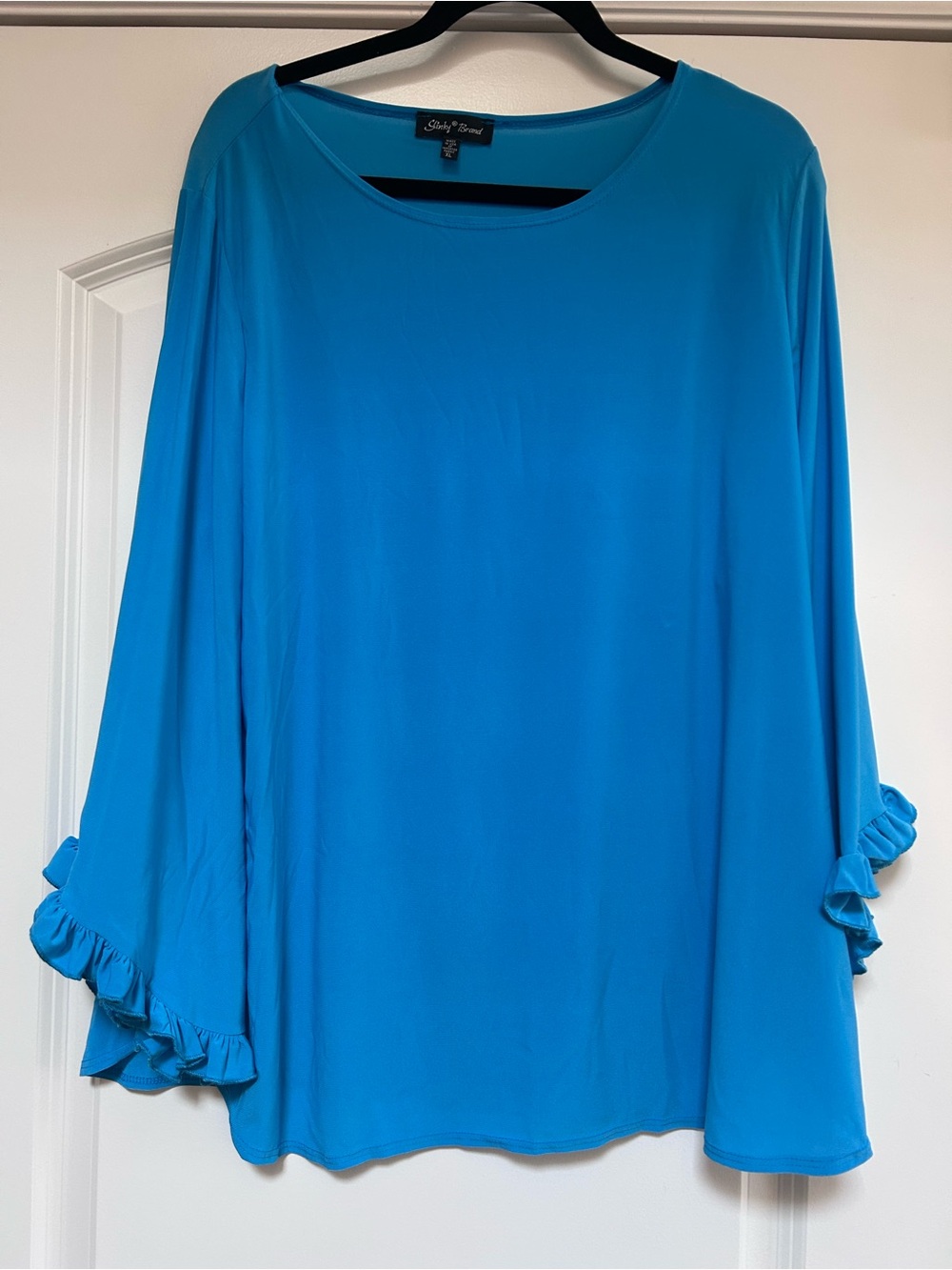 Susan Graver Womens Ivory Square Neck Liquid Knit Tunic Top Sz XL Drape Career